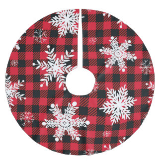 Snowflakes & Buffalo Plaid: Winter Charm Brushed Polyester Tree Skirt