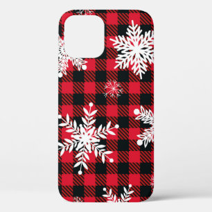 Snowflakes & Buffalo Plaid: Winter Charm iPhone 12 Case