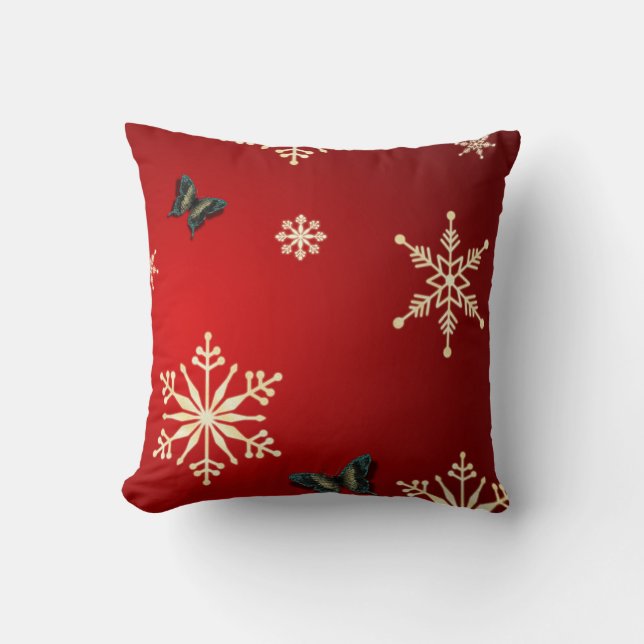 Snowflakes & Butterflies Pillow (Front)