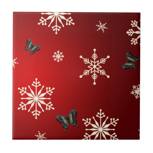 Snowflakes & Butterflies Tile (Front)
