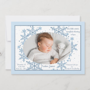 Snowflakes Cadre photo Faire-part de naissance ble