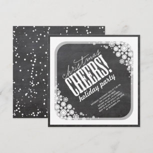 Snowflakes Cheers Chalkboard Fête Invitation