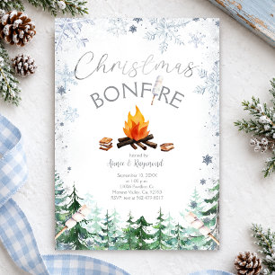Snowflakes Christmas Bonfire Invitation 