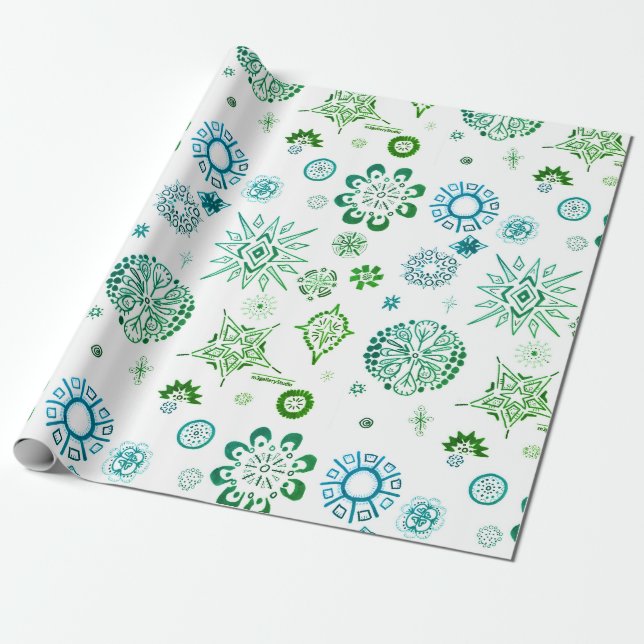 SNOWFLAKES Christmas gift wrap | m3galleryStudio (Unrolled)