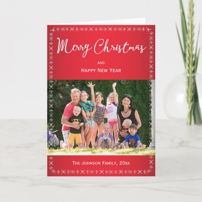 Snowflakes Christmas Greeting Cards With Photo (Front)