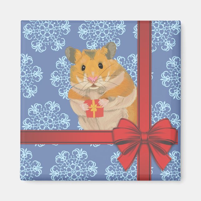 Snowflakes Christmas Hamster Magnet (Front)