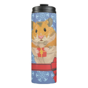 Snowflakes Christmas Hamster Thermal Tumbler