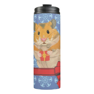Snowflakes Christmas Hamster Thermal Tumbler