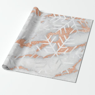 Snowflakes Christmas Holiday Copper Marble Gray Wrapping Paper