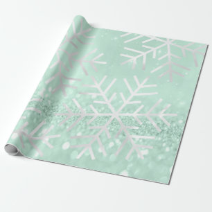 Snowflakes Christmas Holiday Grey Tiffany Glitter Wrapping Paper