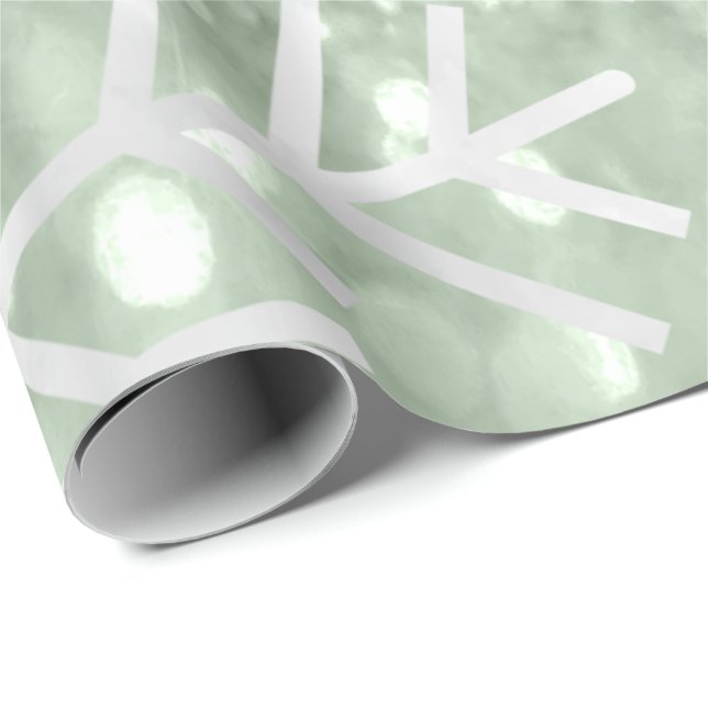 Snowflakes Christmas Holiday Mint Green Glitter Wrapping Paper (Roll Corner)
