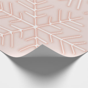 Snowflakes Christmas Holiday Pink Rose Modern Wrapping Paper