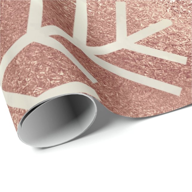 Snowflakes Christmas Holiday Rose Gold  Glitter Wrapping Paper (Roll Corner)