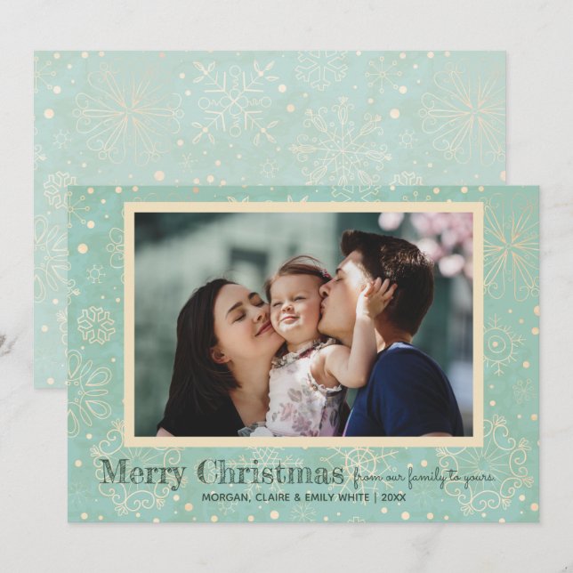 Snowflakes Christmas Photo Holiday Card (Front/Back)