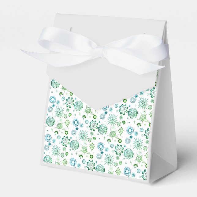 SNOWFLAKES Christmas ribbon favour box (Front Side)