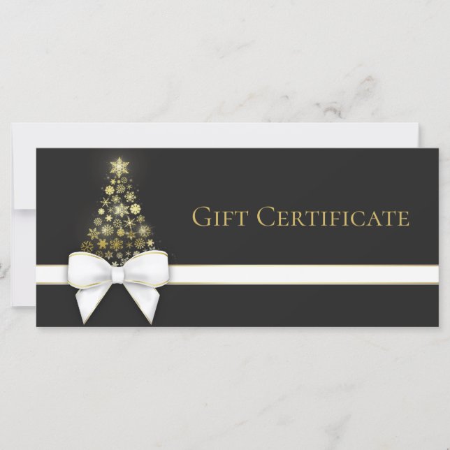 Snowflakes Christmas Tree Bow Black Grey Carte Cad (Devant)