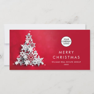Snowflakes Christmas Tree Corporate Greeting Holiday Card