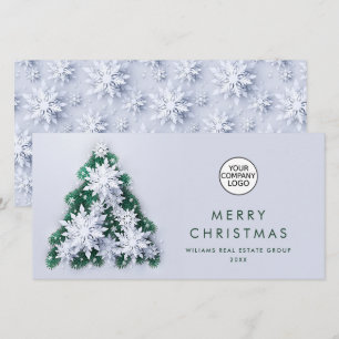 Snowflakes Christmas Tree Corporate Greeting Holiday Card