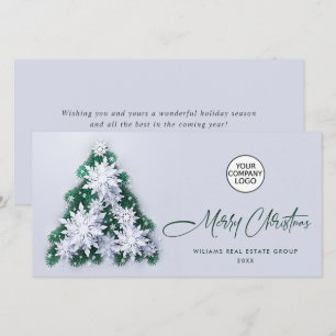 Snowflakes Christmas Tree Corporate Greeting Holiday Card