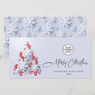 Snowflakes Christmas Tree Corporate Greeting Holiday Card