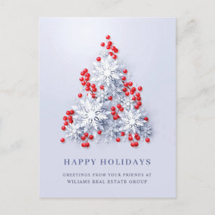 Snowflakes Christmas Tree Corporate Greeting Postcard