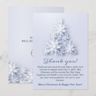 Snowflakes Christmas Tree Corporate Holiday Thank You Card