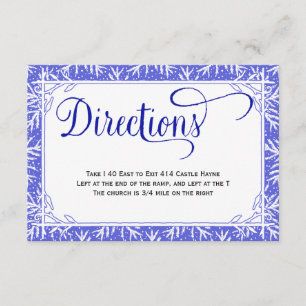 Snowflakes Country Wedding Directions Card
