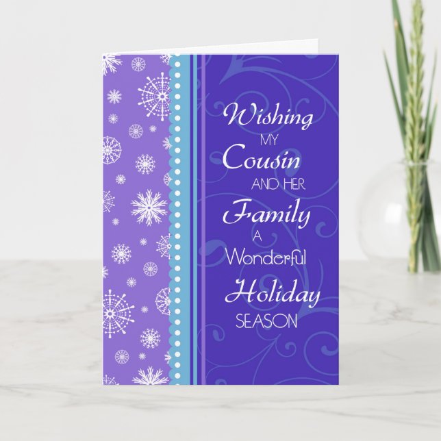 Snowflakes Cousin & her Family Christmas Card (Front)