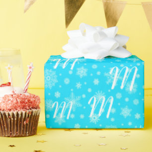 Snowflakes custom monogram for your gift receiver wrapping paper