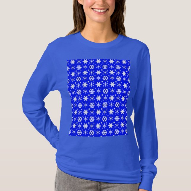 Snowflakes Dark Blue T-Shirt (Front)