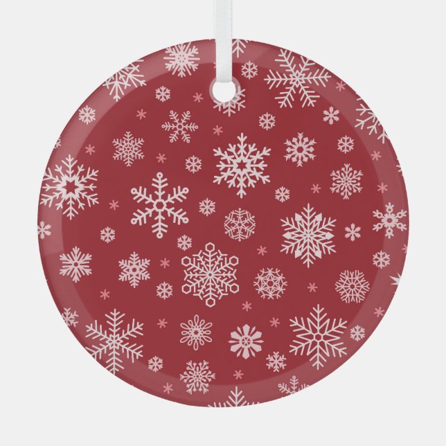 Snowflakes, décoration rouge, motif de Noël. (Recto)