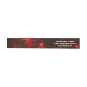 Snowflakes Deep Red Background Wrap Address Labels