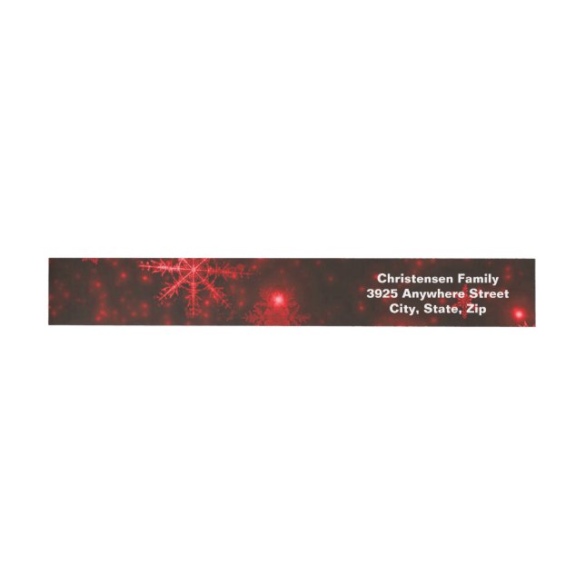 Snowflakes Deep Red Background Wrap Address Labels (Individual)
