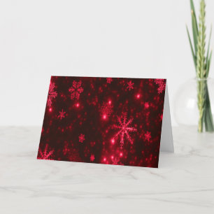 Snowflakes Deep Red Scene Peace Love Joy Quote Holiday Card