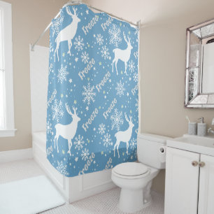 snowflakes deer blue