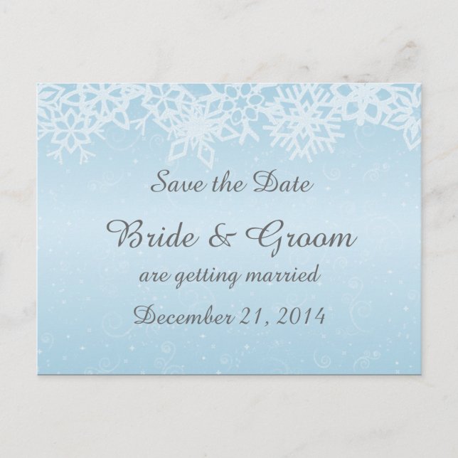 Snowflakes d'hiver Enregistrer la date Carte posta (Devant)