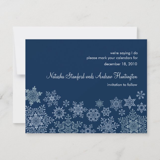 Snowflakes d'hiver Mariage Enregistrer la carte Da (Devant)
