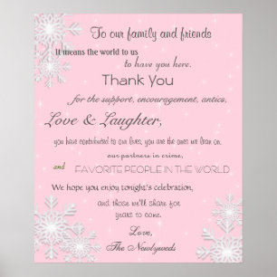 Snowflakes d'hiver Poster Mariage, signe Merci