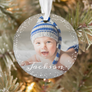 Snowflakes d'hiver Première photo de Noël du bébé