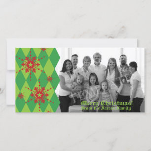 Snowflakes & Diamond Christmas Family Photo Card
