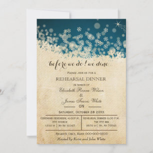 Snowflakes Dîner de répétition rustique invitation