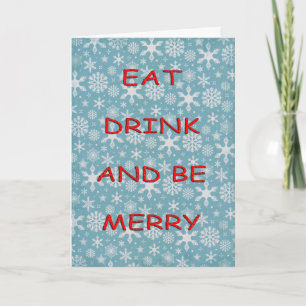 Snowflakes eat drink red holiday card