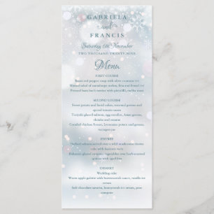 Snowflakes Élégant Menu de mariage hivernal