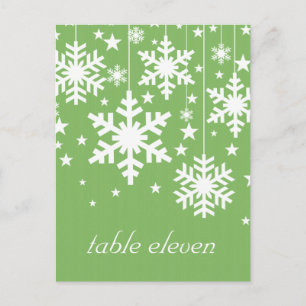 Snowflakes et Stars Table Carte postale, Vert