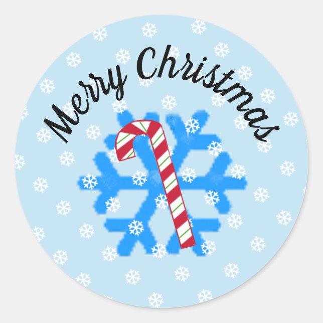 Snowflakes et Sucre de canne Classic Round Sticker (Devant)