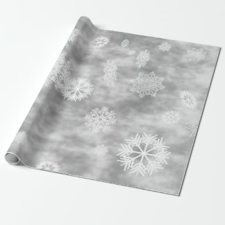 Snowflakes Fall Silver Grey Wrapping Paper