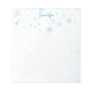 Snowflakes Fancy Script Snow Name Gift Notepad