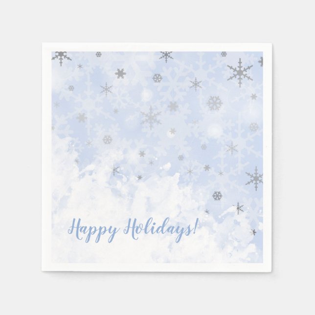 Snowflakes faux metal on baby blue colour Your Tex Napkin (Front)
