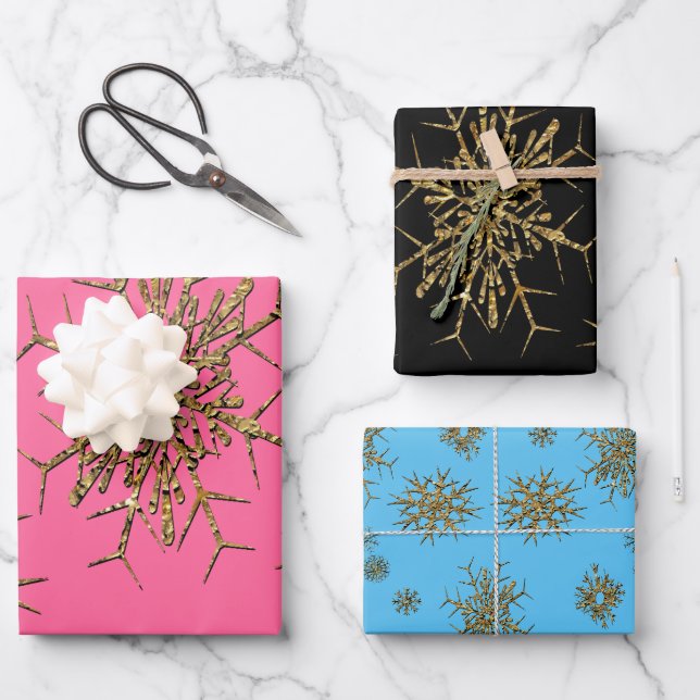Snowflakes Festive Holiday Wrapping Paper Sheet (Front)