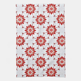 Snowflakes Flowers in Red Kitchen Towel